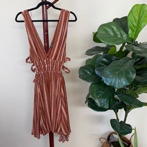 Burnt Orange Plunge Summer Dress